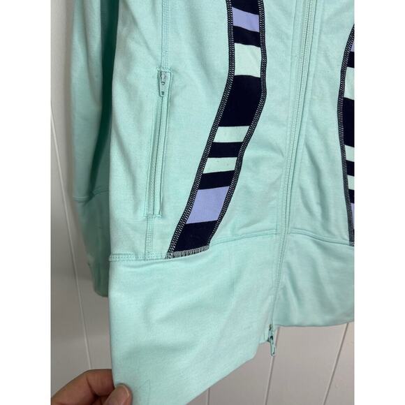 Lululemon In Stride Jacket Aquamarine Discovery Stripe‎ Yoga Running Size 4 - Picture 5 of 9